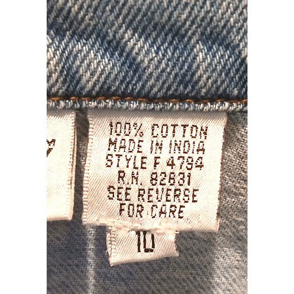 Vintage 90’s Newport News Womens 10 Denim Jacket Yellow Embroidered Flowers - Picture 4 of 9